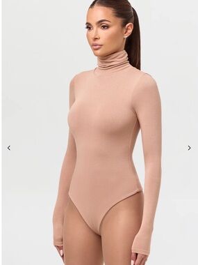 naked wardrobe Brown Long Sleeve Turtleneck Bodysuit